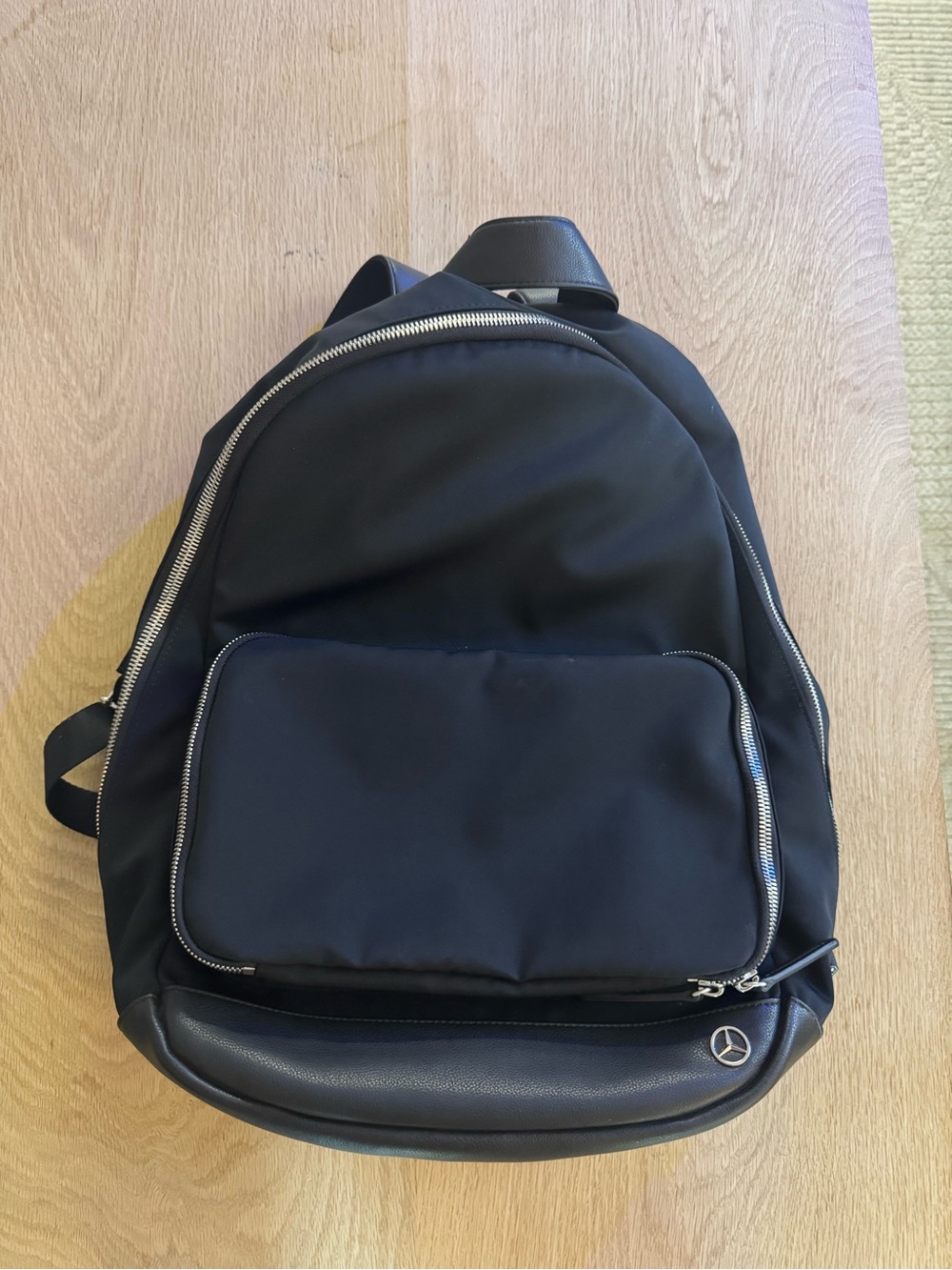 Haerfest Mercedes-Benz Black Nylon + Leather Backpack with Front Pocket